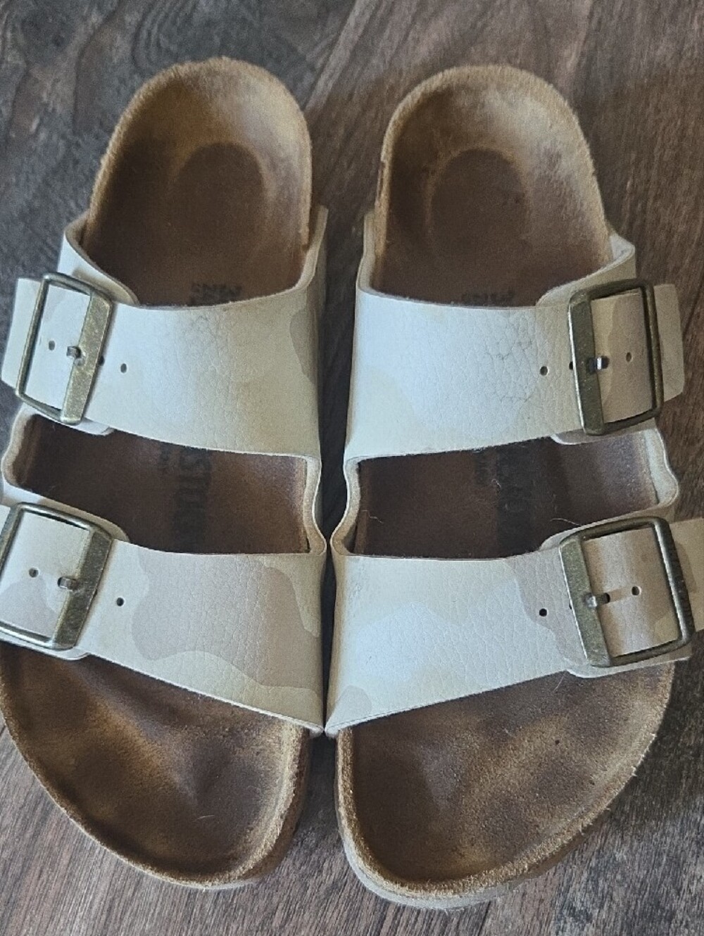 Birkenstock Cream Double Strap Buckle Sandals - Picture 2 of 11